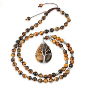 Empower Your Spirit With Tiger Eye Tree of Life Pendant Mala