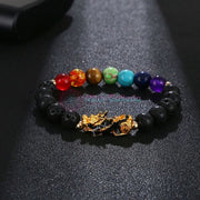 7 Chakra Volcanic Lava Pixiu Wealth Bracelet