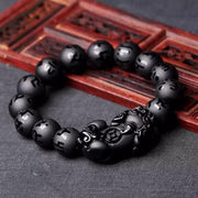 Feng Shui PiXiu Obsidian Six True Words Wealth Bracelet