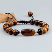 Tiger Eye Oval Charm Beads Braided Healing Bracelet