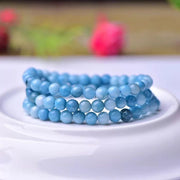 Aqua Marine Triple Fold Bracelet - The Calming Stone