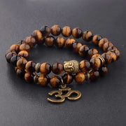 Genuine Tiger Eye Om Buddha Bracelet