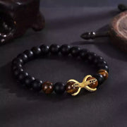 Tiger Eye & Matt Agate Charm Bracelet