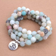 Natural Amazonite Om Mala Bracelet