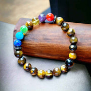 "Stone Of Success & Health" 7 Chakra Tiger Eye Bracelet