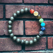 "Stone of Wealth & Health" 7 Chakra Pyrite Bracelet