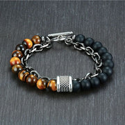 Natural Tiger Eye & Matt Agate Protection Bracelet